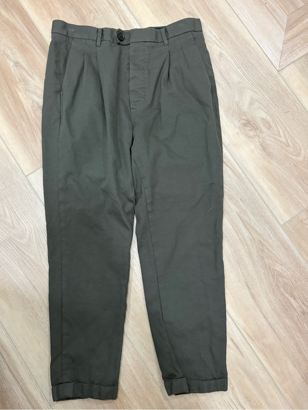 All Saints Men's Olive Green Pleated Casual Trousers - Unbranded